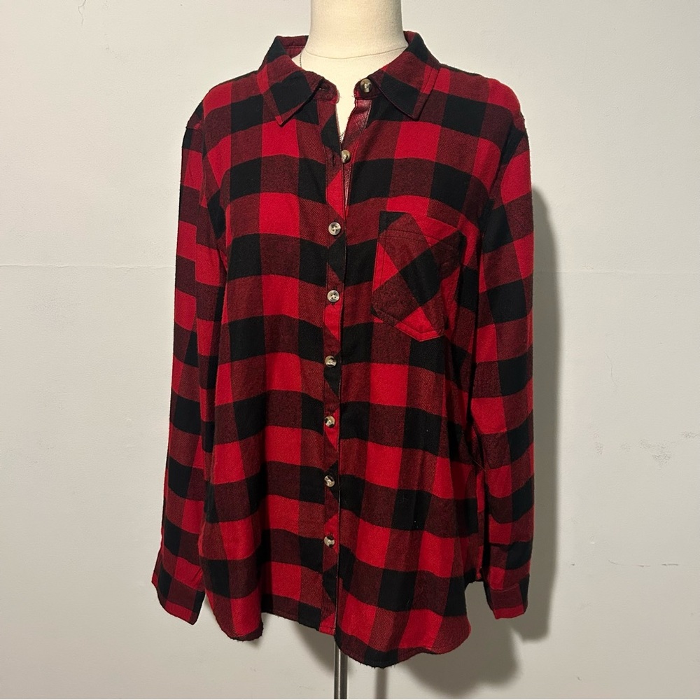 Maurices Red and Black Buffalo Plaid Flannel Shirt